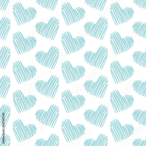 Scribbled Seamless Heart Pattern Turquoise