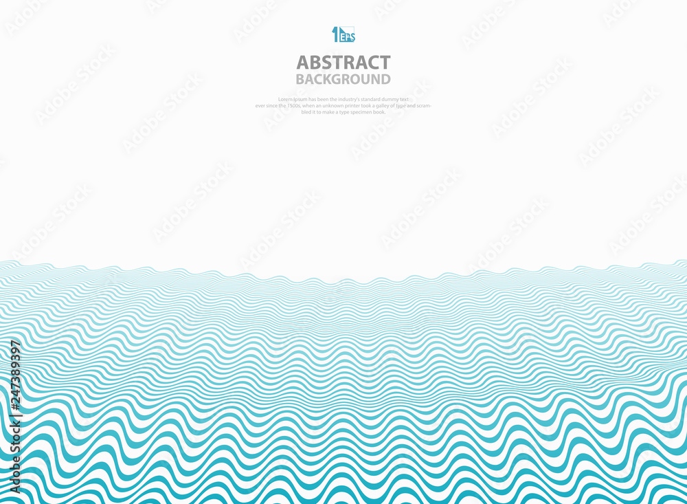 Naklejka Abstract blue wavy pattern stripe lines ocean sea background.