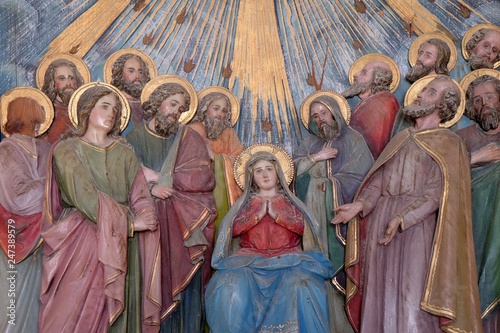 Obraz na plátne Pentecost, the descent of the Holy Spirit in the chapel in the village Stitar, C