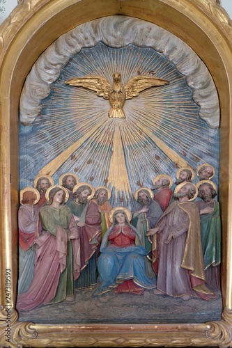 Obraz na plátně Pentecost, the descent of the Holy Spirit in the chapel in the village Stitar, C