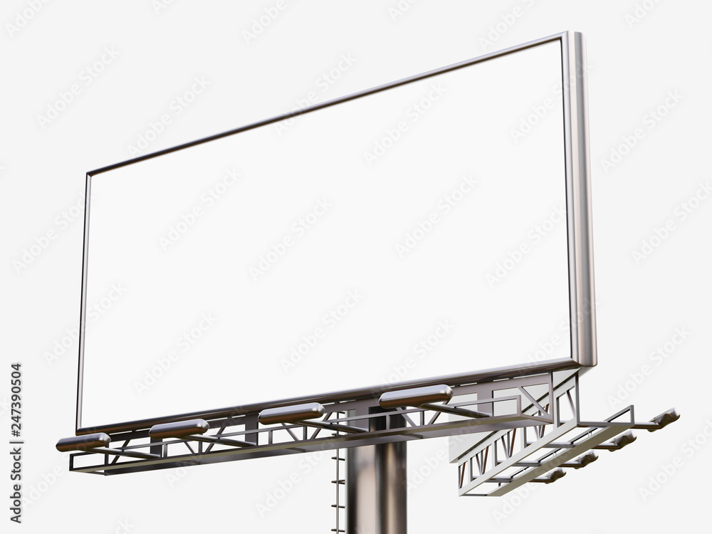 Obraz premium 3D rendering of blank billboard (empty advertisement) isolated on white background - mock up template