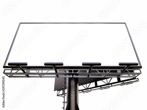 3D rendering of blank billboard (empty advertisement) isolated on white background - mock up template