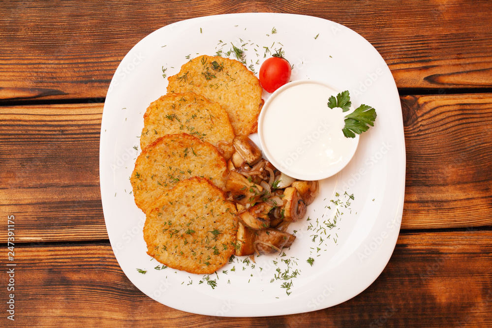 European international fusion cuisine, a beautiful dish on a white plate decorated with herbs and vegetables. a professional chef has prepared a delicious meal. European international fusion cuisine, a beautiful dish on a white plate decorated with herbs and vegetables. a professional chef has prepared a delicious meal.