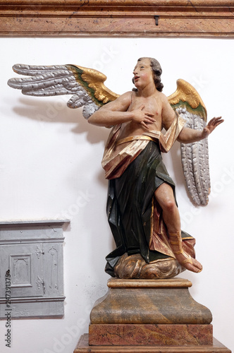 Angel on the altar in the church of Saint Leonard of Noblac in Kotari, Croatia  photo