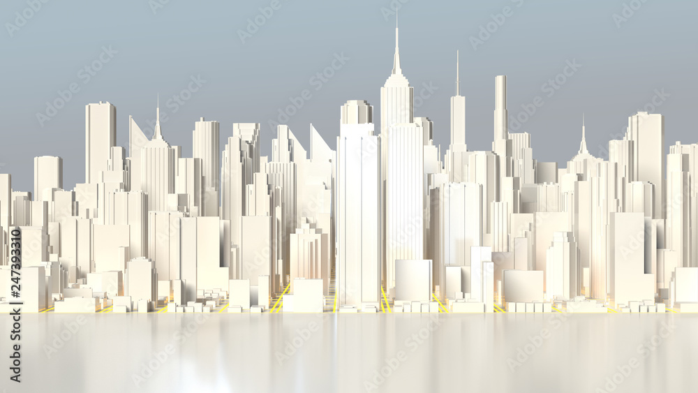 Business downtown and skyscrapers tower. 3d rendering