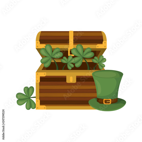 chest with leprechaun hat isolated icon