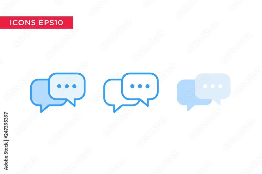 chat, message icon in line, outline, filled outline and flat design style isolated on white background. vector eps10 chat, message icon in line, outline, filled outline and flat design style isolated on white background. vector eps10