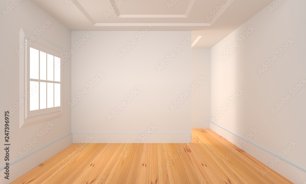 Fototapeta premium Empty room with wood flooring .3d rendering.