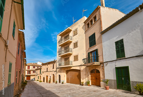Empty street in Alcudia old town  Mallorca  Spain.