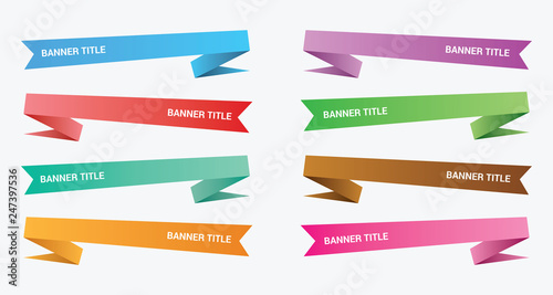 banner origami set collection with various color and gradient shadow - vector