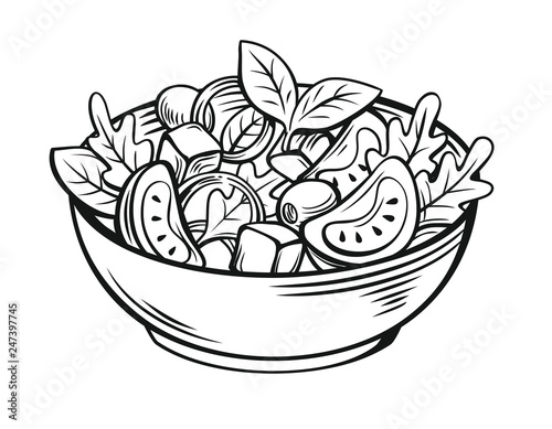 fresh salad with lettuce, tomatoes and olives