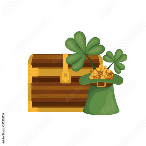 chest with leprechaun hat isolated icon