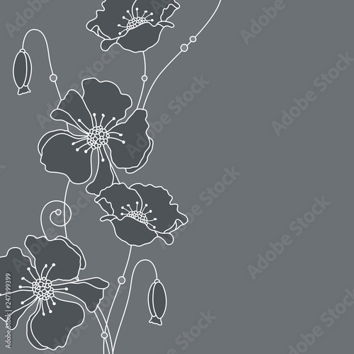 Mourning Card Flowers Grey 
