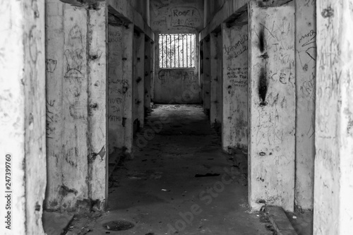 Old abandoned prison hall