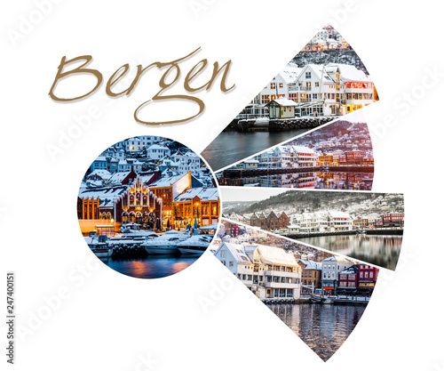 Wallpaper Mural Collage of sights and scenes of Bergen, Norway Torontodigital.ca