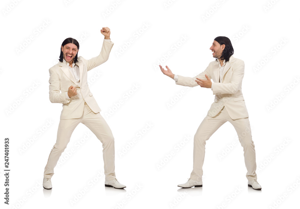 Man in funny concept isolated on white Man in funny concept isolated on white