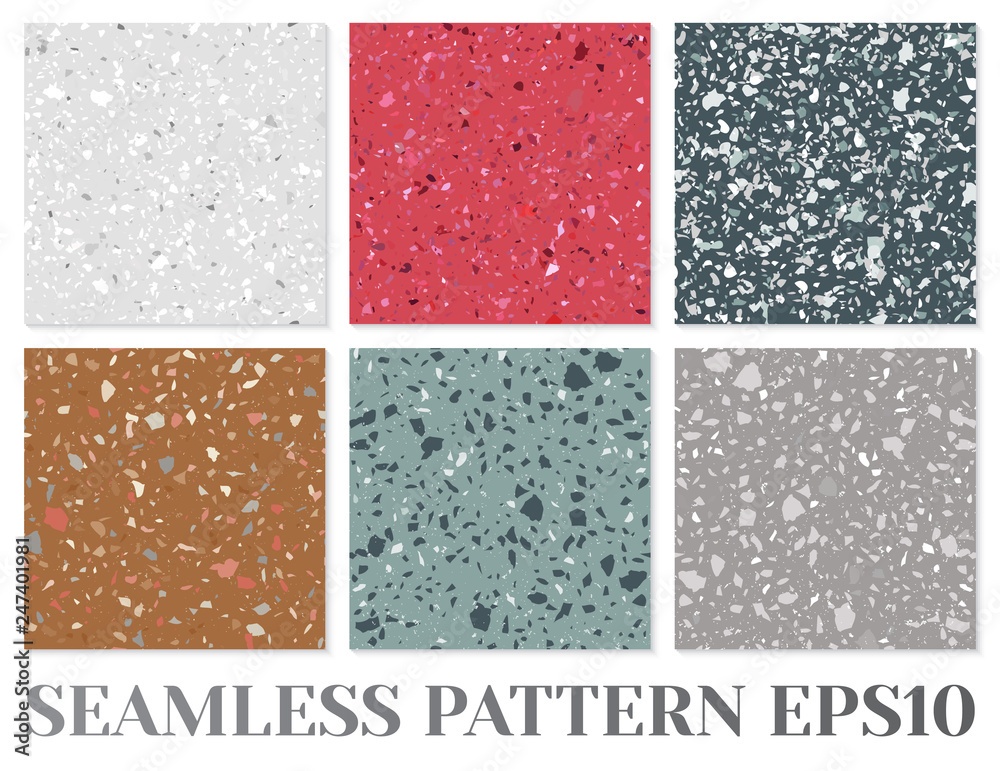 Terrazzo flooring vector seamless pattern. Texture of classic italian ...