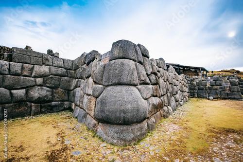 ancient huge defence stone wall in Sacsayhuaman