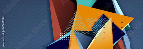 3d triangular shapes geometric background. Origami style pattern with triange shapes for decorative design. Poster design. Line design. Modern presentation template