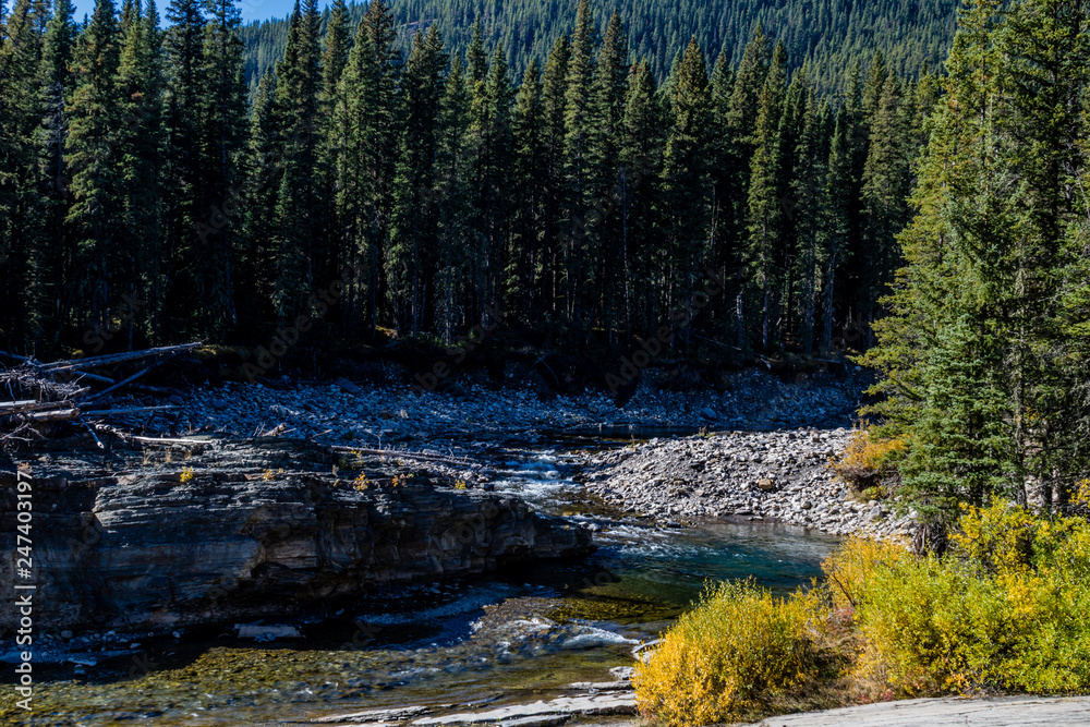 The Livingston River flows over the chutes that make up the falls