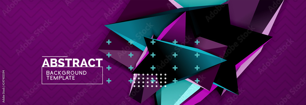 3d triangular shapes geometric background. Origami style pattern with ...