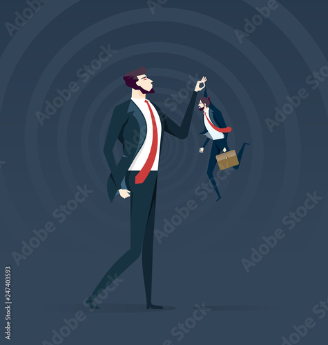Little and Big. Business confrontation metaphor. Business concept vector