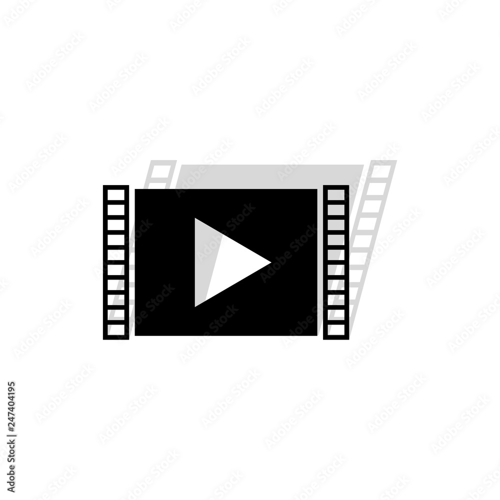 Play icon or logo, Film icon, Player sign