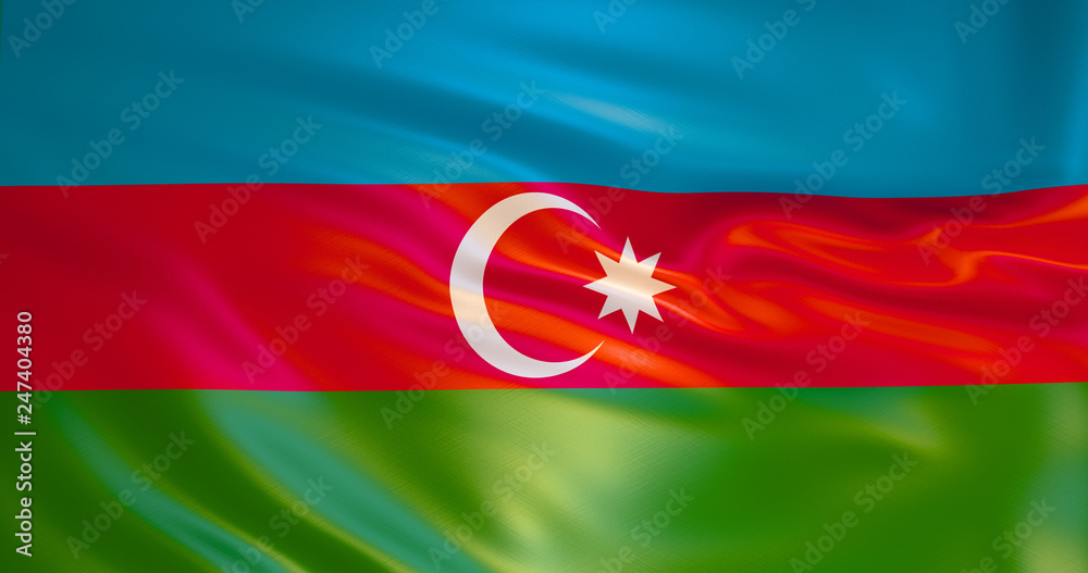 Azerbaijan flag in the wind . 3d illustration Azerbaijan flag in the wind . 3d illustration