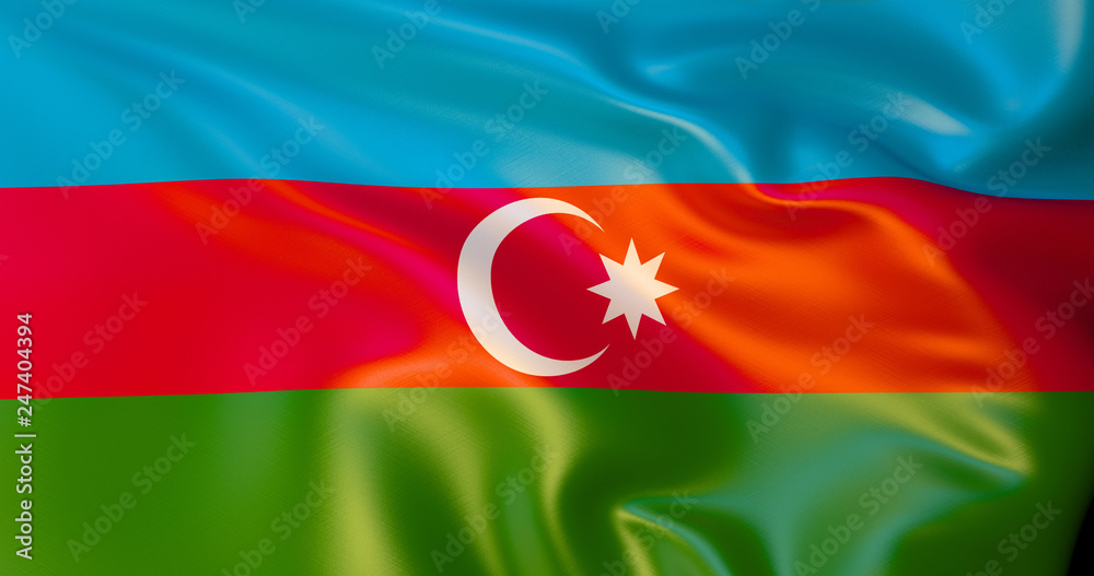 Azerbaijan flag in the wind . 3d illustration Azerbaijan flag in the wind . 3d illustration