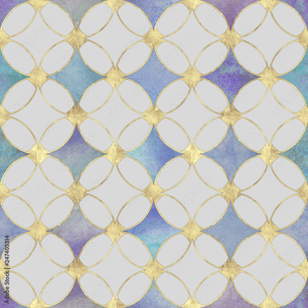 Naklejka premium Seamless watercolour colorful gold glitter abstract texture.