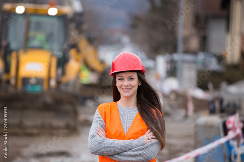 Woman engineer on construction site
