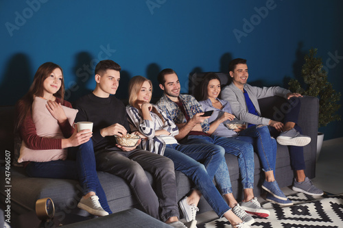 Young people watching movie...