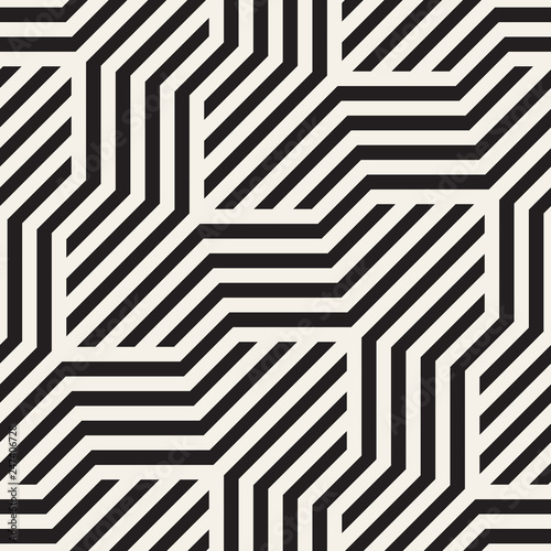 Vector seamless geometric pattern. Modern interlaced lines abstract texture. Polygonal linear grid from striped slanted elements.