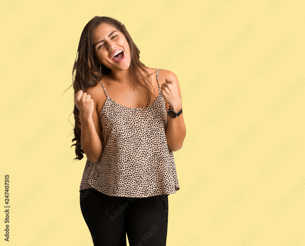 Full body young curvy plus size woman surprised and shocked Full body young curvy plus size woman surprised and shocked