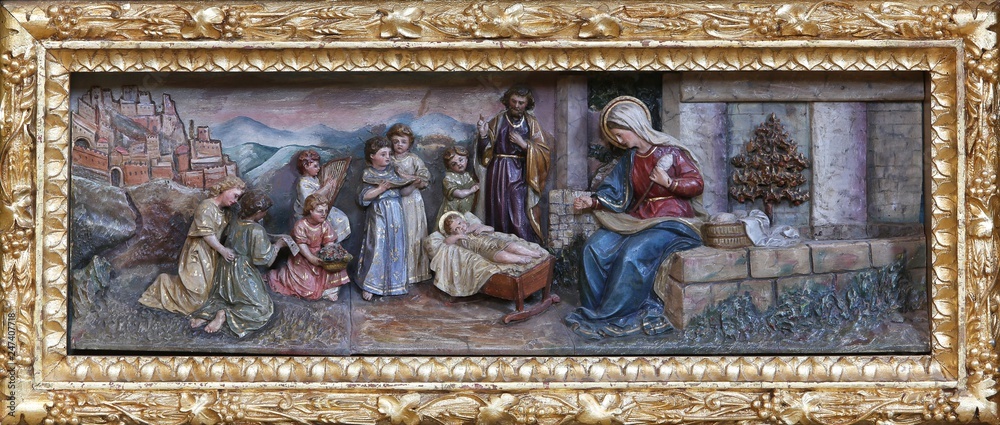 Nativity Scene, altarpiece on the altar of Our Lady in the church of Saint Matthew in Stitar, Croatia