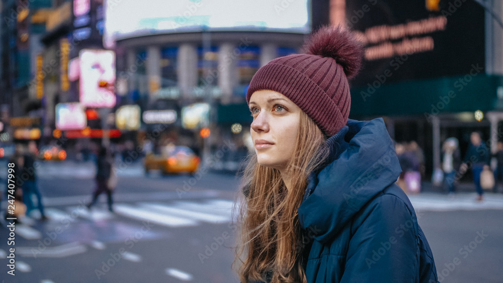Beautiful girl in the streets of New York city