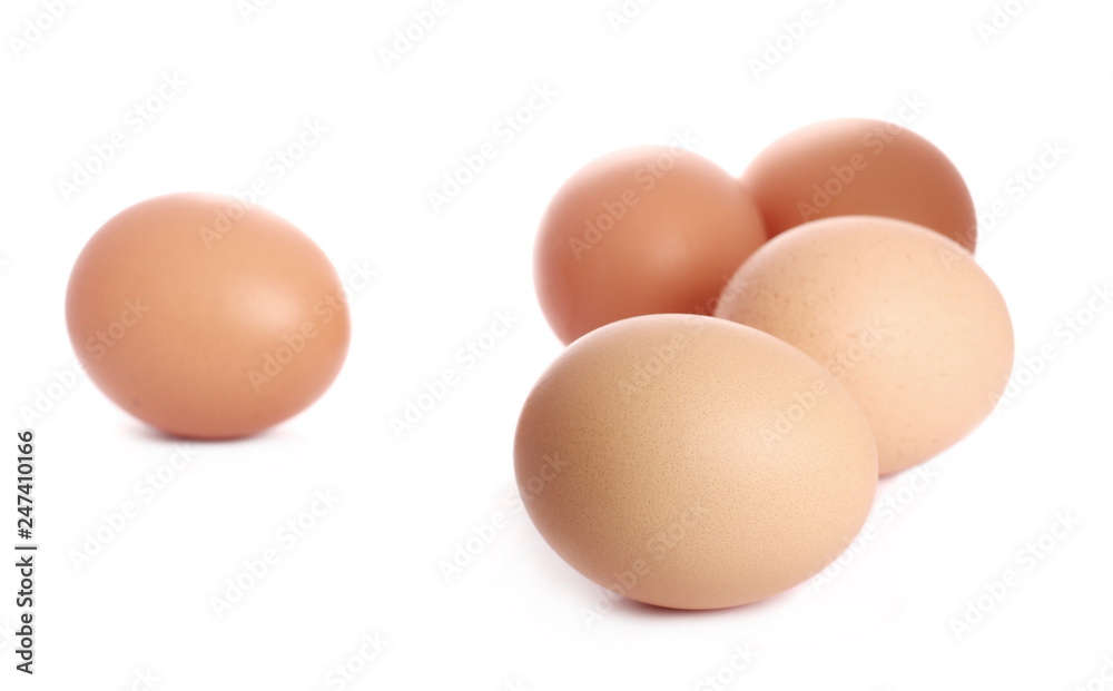 Fresh hen eggs isolated on white background Fresh hen eggs isolated on white background