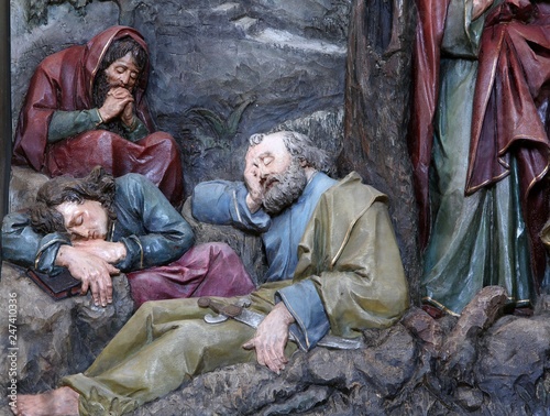 Canvas Print Sleeping Disciples, altarpiece in church of Saint Matthew in Stitar, Croatia