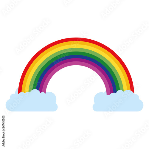 rainbow with clouds isolated icon