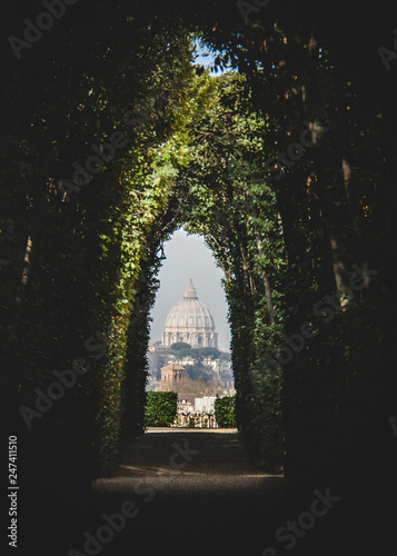 Saint Peter of the Vatican from the keyhole of the Order of Malta's door