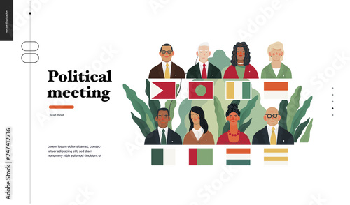 Technology 2 - Political meeting - flat vector concept digital illustration political meeting metaphor. Creative landing web page design template