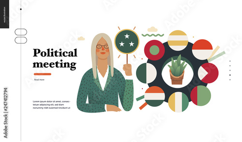 Technology 2 - Political meeting - flat vector concept digital illustration political meeting metaphor. Creative landing web page design template