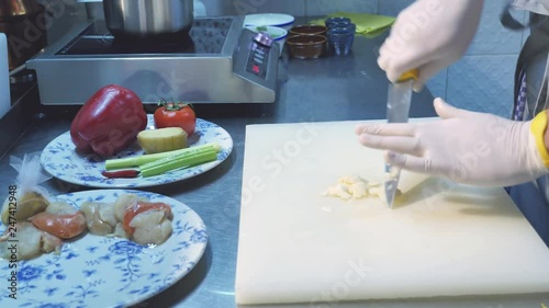 Cute little girl cooking with her mother, healthy food