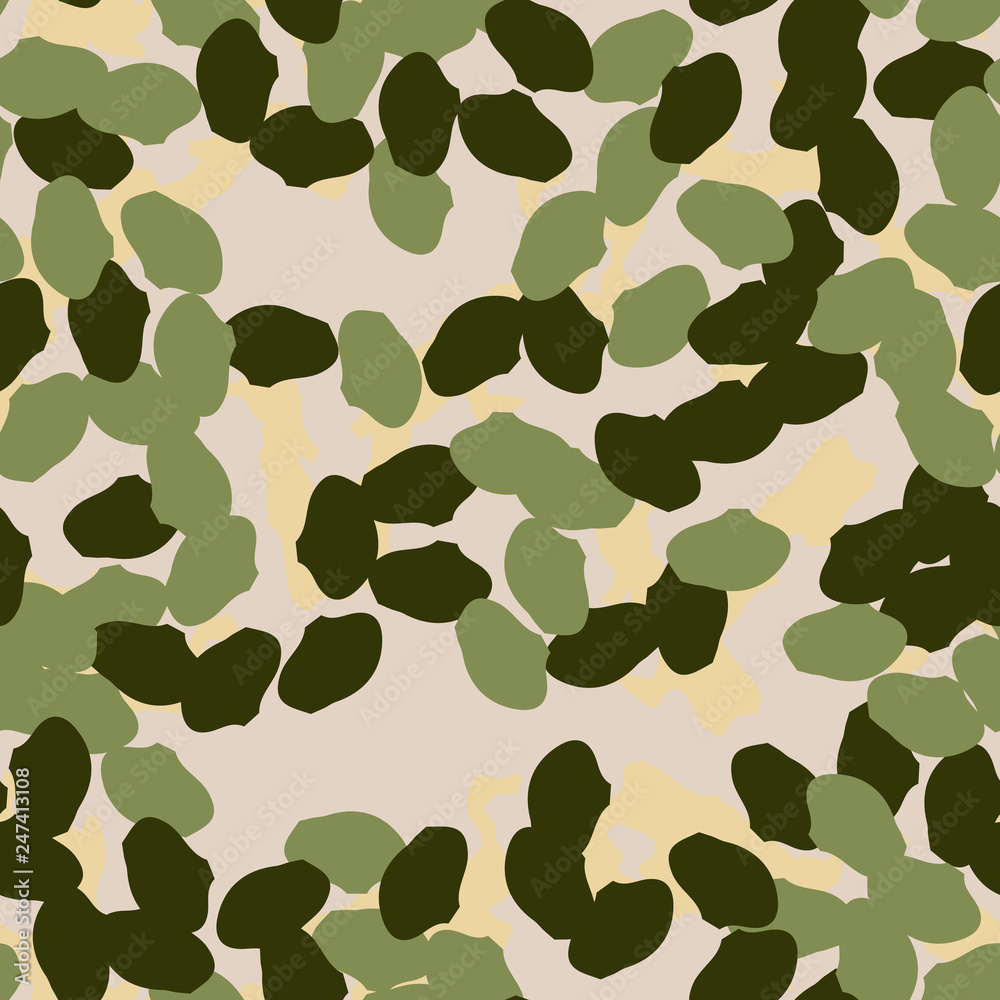 Fototapeta premium Forest camouflage of various shades of green, beige and yellow colors