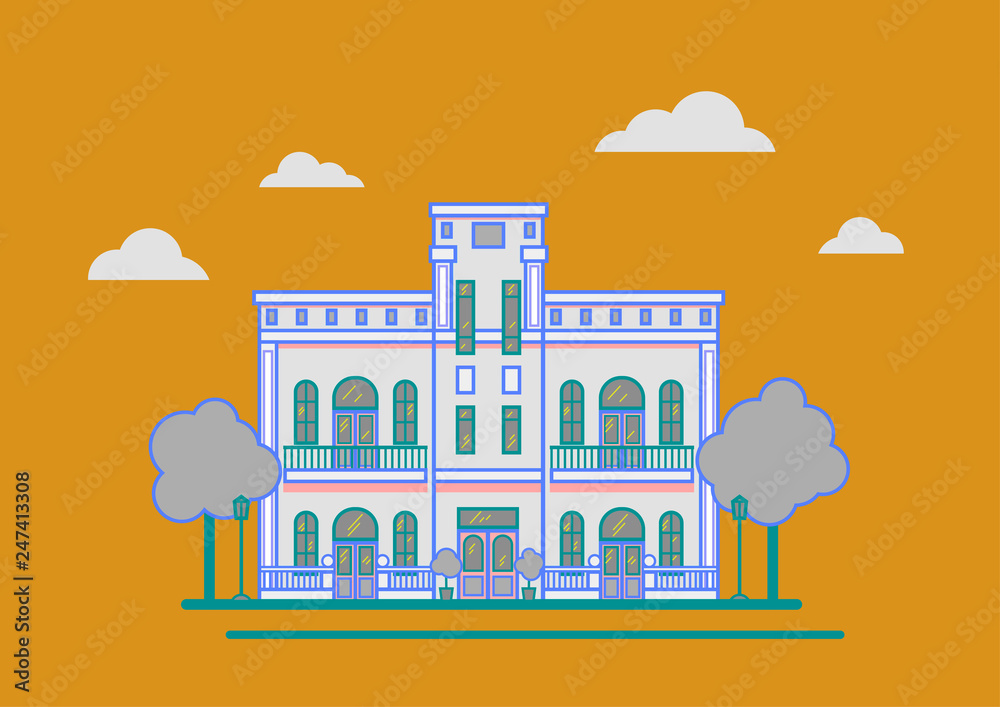 a classic style house with columns vector