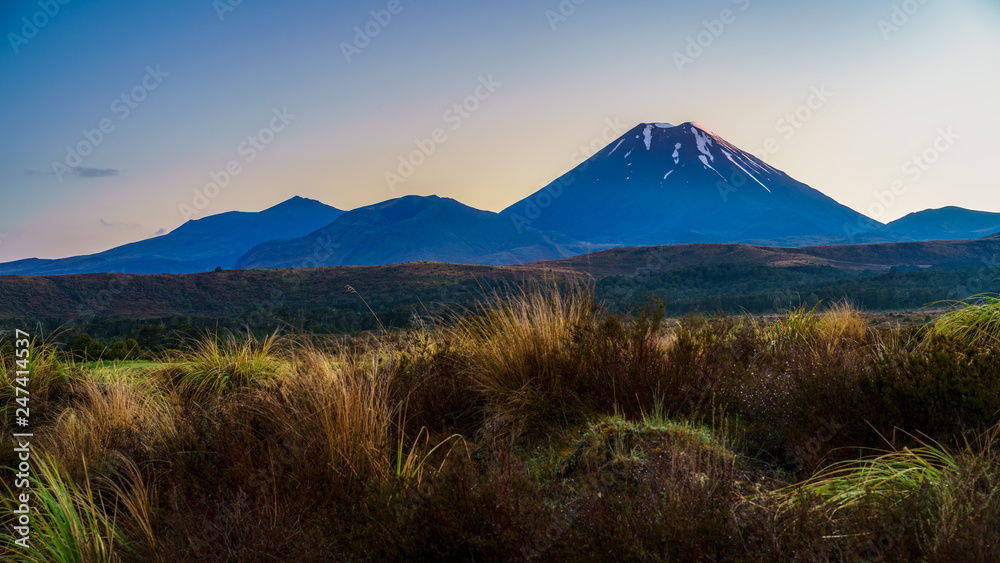 Cone volcano,sunrise,Mount Ngauruhoe,New Zealand 2