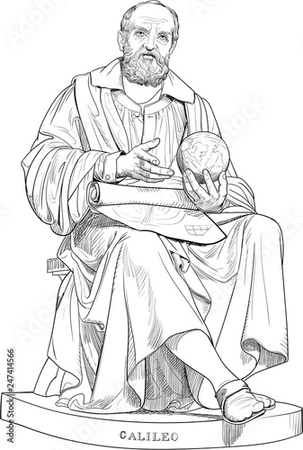 Galilei Galileo engraved illustration in line art. photo