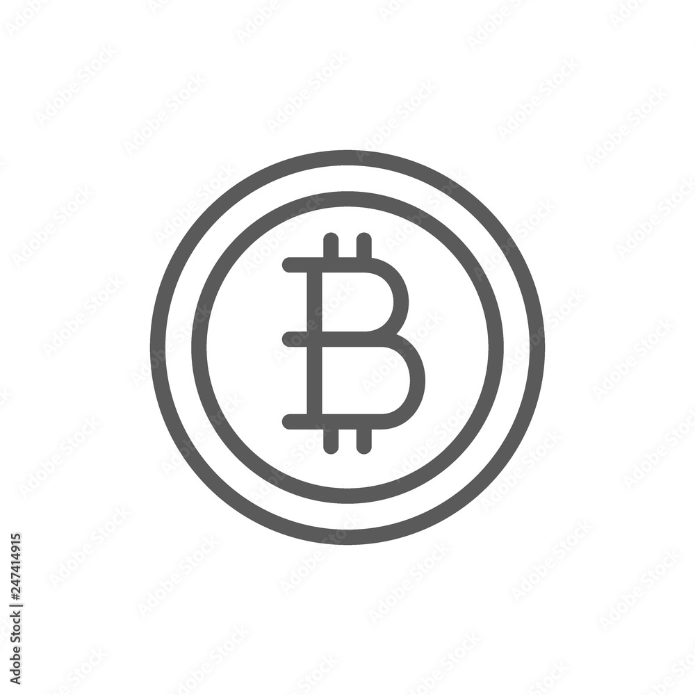 Bitcoin coin, cryptocurrency line icon. Bitcoin coin, cryptocurrency line icon.