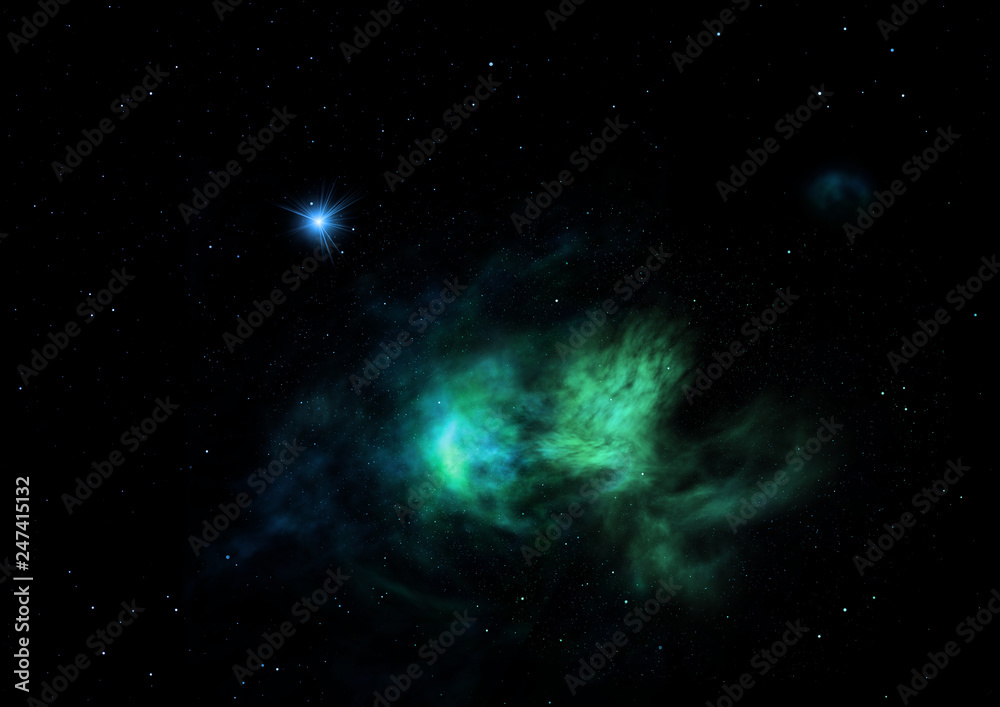 Being shone nebula. 3D rendering Being shone nebula. 3D rendering