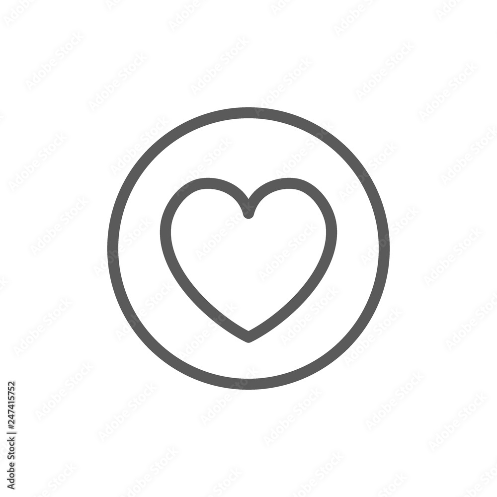 Heart in circle, valentine day line icon. Heart in circle, valentine day line icon.